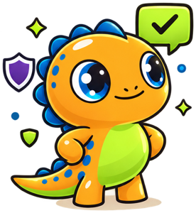 Pangi mascot giving a satisfied approval with a checkmark speech bubble
